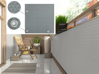 Balkonová ratanová zástěna s očky MALMO, světle šedá, výška 100 cm šířka 500 cm MyBestHome