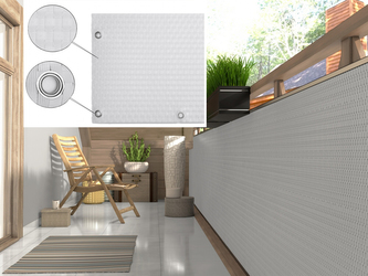 Balkonová ratanová zástěna s očky MALMO, bílá, výška 100 cm šířka 500 cm MyBestHome
