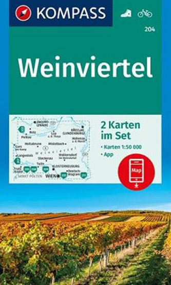 Weinviertel 1:50 000 / sada 2 turistických map KOMPASS 204