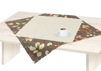 Ubrus VANDA - Uni smetanová / listí - 70x70 cm