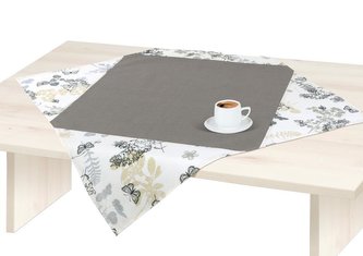 Ubrus VANDA - Uni šedá / kapradí - 70x70 cm