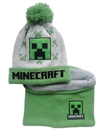 SOUPRAVA ČEPICE  A NÁKRČNÍK MINECRAFT - velikost 54