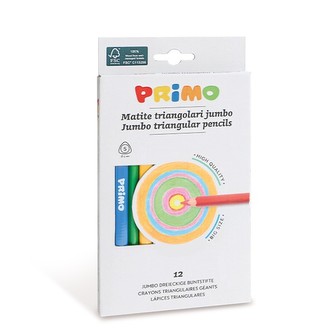 Pastelky trojboké PRIMO JUMBO, tuha Ø 5 mm, 12 ks, papírový obal