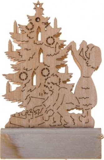 DŘEVĚNÁ bateriová LED DEKORACE STROMEČEK