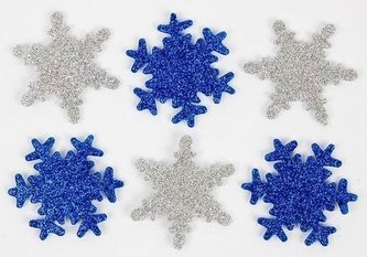 Naklejki piankowe 5cm - Śnieżynki brokat (12szt)
