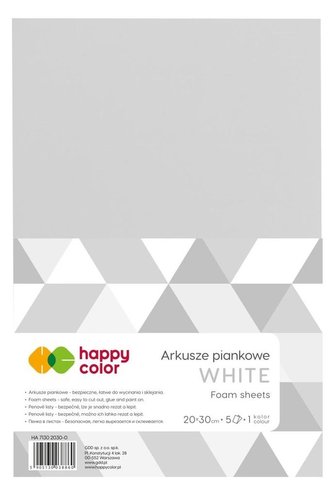 Arkusze piankowe A4 5szt białe HAPPY COLOR