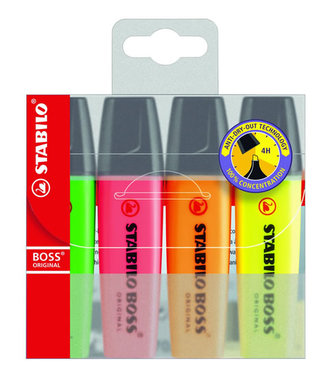 Zvýrazňovač STABILO BOSS sada 4 ks - neon