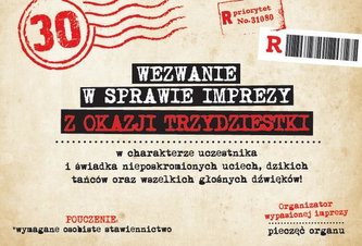 Zaproszenie Urodziny 30 ZA-105 (10szt.)