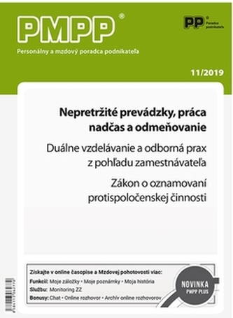 PMPP 11/2019 Nepretržité prevádzky, práca nadčas a odmeňovanie