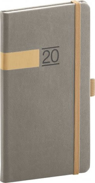 Kapesní diář Twill 2020 šedozlatý