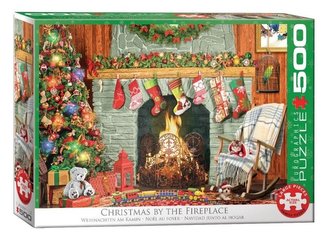 Puzzle 500 XXL Świąteczne ozdoby na kominku
