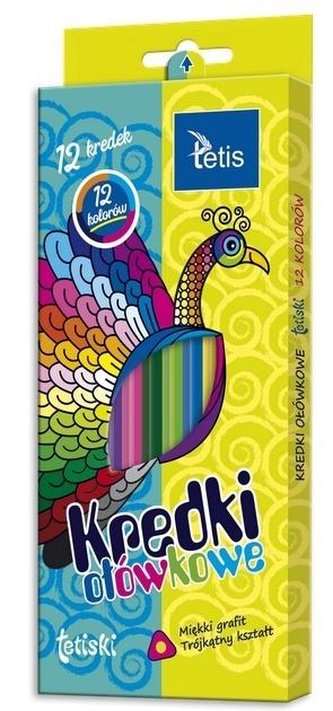 Kredki tetiski trójkątne 12 kolorów KT003-AB