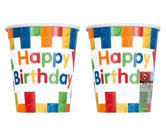 Kubeczki papierowe Klocki 266ml 8szt