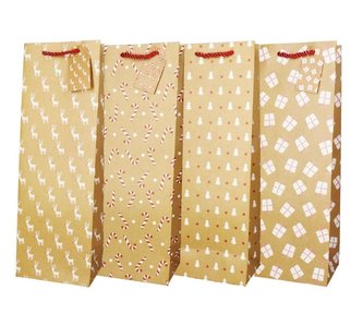 Torba prezentowa na butelke 12x36 Święta brokat