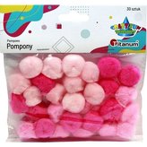 Pompony akrylowe 25mm różowe 30szt