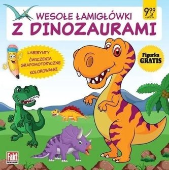 Wesołe łamigłówki z dinozaurami + figurka