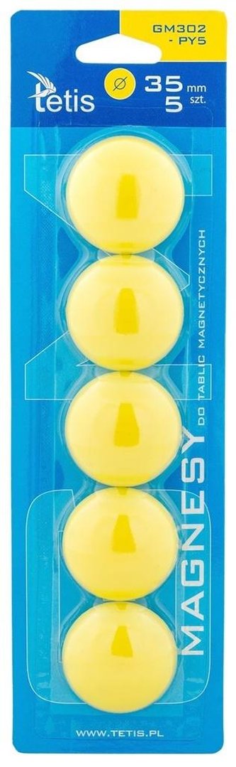 Magnesy do tablic żółte gładkie 5szt. GM302-PY5