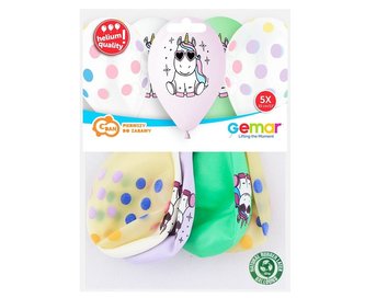 Balony premium Wesoły Jednorożec MIX 33 5szt