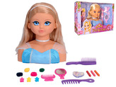 Česací hlava princezna 28cm s doplňky v krabičce