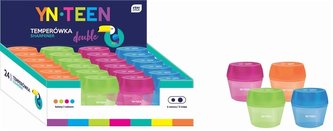 Temperówka podwójna z pojemnikiem mix (24szt) Temperówka podwójna z pojemnikiem mix (24szt)