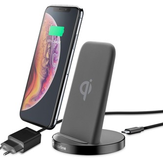 Cellularline Wireless Fast Charger Stand stojánek pro bezdrátové nabíjení s adaptérem černý