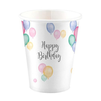 Papírové kelímky Pastel Balloons Happy Birthday 8 ks