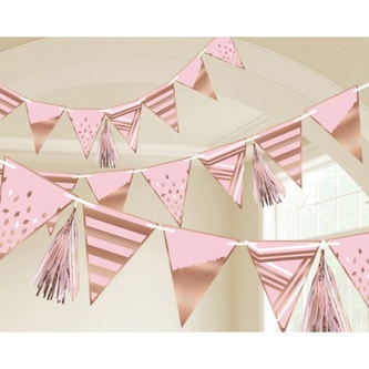 Vlaječková girlanda Pink rosegold mix 255 cm