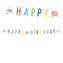 Party nápis Rainbow Confetti - Happy Birthday 50 - 180 x 14 cm