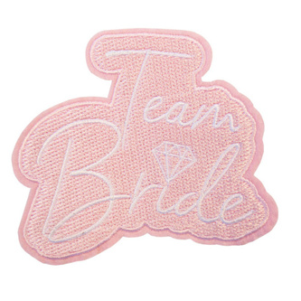 Nažehlovací odznáček růžový Team Bride 10 x 8 cm - 6 ks