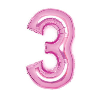 Foliová číslice - růžová 3 - 66 cm