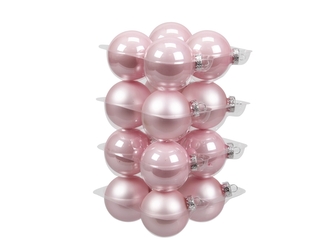 Skleněné baňky powder pink 5,7 cm, sada 16 ks