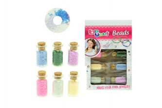 Sada korálky v lahvičkách plast mix barev v krabičce 13x20x2,5cm