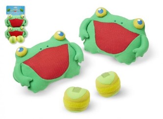 Catch ball/Lambada skokaní zábava hra žáby chňapky se suchým zipem 2ks plyš na kartě