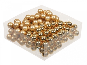 Skleněné baňky světle zlaté 2 cm, sada 144 ks