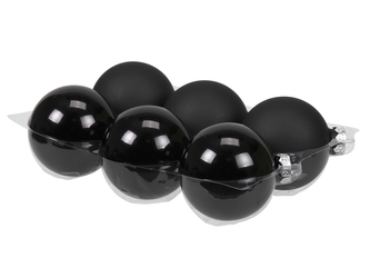 Skleněné baňky černé 8 cm, sada 6 ks