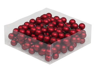 Skleněné baňky červené matné 2 cm, sada 144 ks