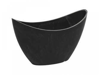 Tmavě šedý žíhaný plastový květináč loďka 14,5x10x24 cm