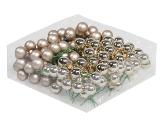 Skleněné baňky autumn blonde 2 cm, sada 144 ks