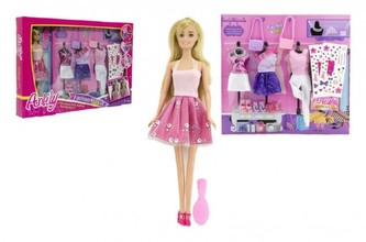 Panenka Anlily kloubová 30cm s šaty a doplňky plast v krabici 50x34x5cm