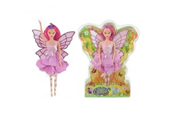 Panenka víla s křídly růžové šaty plast 30cm v blistru