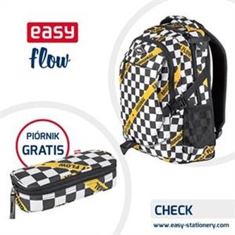 Plecak szkolny Młodzieżowy kratka biało-czarny Easy piórnik GRAT