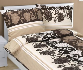 Povlečení krepové - hnědá réva - 140x220, 70x90 cm