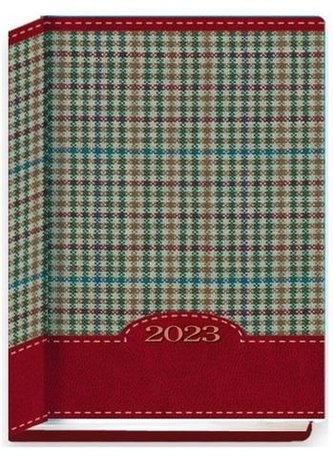 Terminarz 2023 B7 Kolorowy kratka czerwona