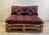 Polstr CARLOS SET - sedák 120x80 cm, opěrka 120x40 cm, 2x polštáře 30x30 cm, švestková, paletové prošívané sezení Mybesthome
