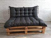 Paletové prošívané sezení PIETRO SET - sedák 120x80 cm, opěrka 120x40 cm, barva černá, Mybesthome
