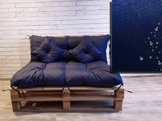 Polstr DENIM CARLOS SET - sedák 120x80 cm, opěrka 120x40 cm, 2x polštáře 30x30 cm, tmavě modrá, paletové prošívané sezení Mybesthome