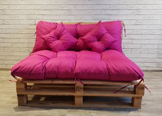 Polstr CARLOS SET - sedák 120x80 cm, opěrka 120x40 cm, 2x polštáře 30x30 cm, růžová, paletové prošívané sezení Mybesthome