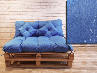 Polstr DENIM CARLOS SET - sedák 120x80 cm, opěrka 120x40 cm, 2x polštáře 30x30 cm, světle modrá, paletové prošívané sezení Mybesthome