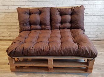 Paletové prošívané sezení MATTEO SET - sedák 120x80 cm, 2x opěrka 60x40 cm, barva hnědá, Mybesthome