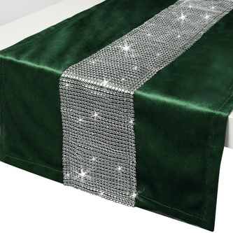 Ubrus - běhoun na stůl CAMILA smaragdová 40x140 cm VELVET mikrovlákno Mybesthome